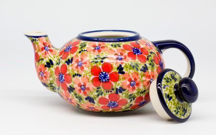 Ceainic Fire Poppies, ceramica smaltuita, pictat manual, 420 ml [2]