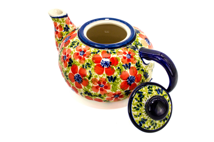 Ceainic Fire Poppies, ceramica smaltuita, pictat manual, 420 ml [2]