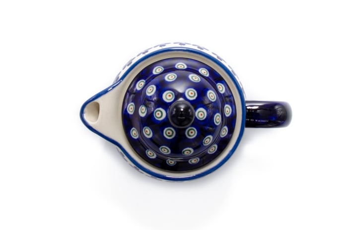 Ceainic Floral Peacock, ceramica smaltuita, pictat manual, 300 ml [4]
