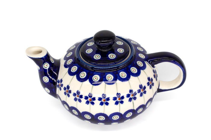 Ceainic Floral Peacock, ceramica smaltuita, pictat manual, 420 ml [5]