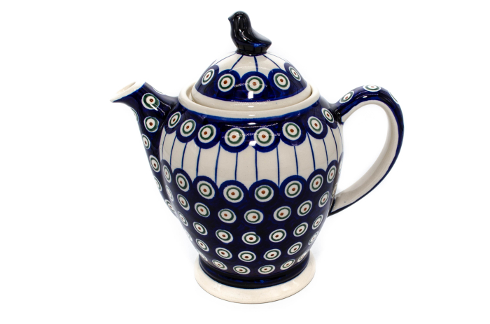 Ceainic Peacock Eyes, ceramica smaltuita, pictat manual, 1,2 L [2]