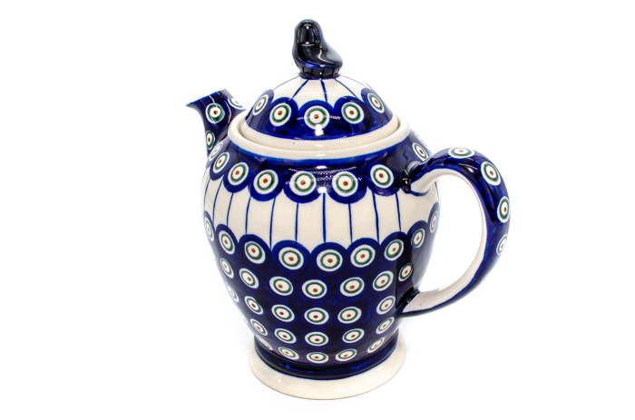 Ceainic Peacock Eyes, ceramica smaltuita, pictat manual, 1,2 L [3]