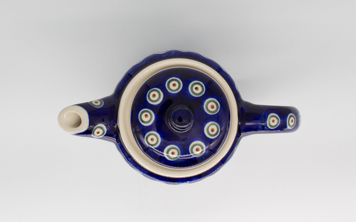 Ceainic Peacock Eyes, ceramica smaltuita, pictat manual, 1,25 L [4]