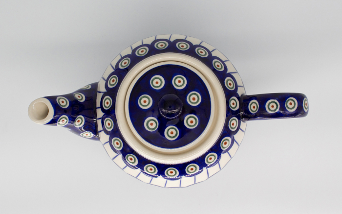 Ceainic Peacock Eyes, ceramica smaltuita, pictat manual, 1 L [4]