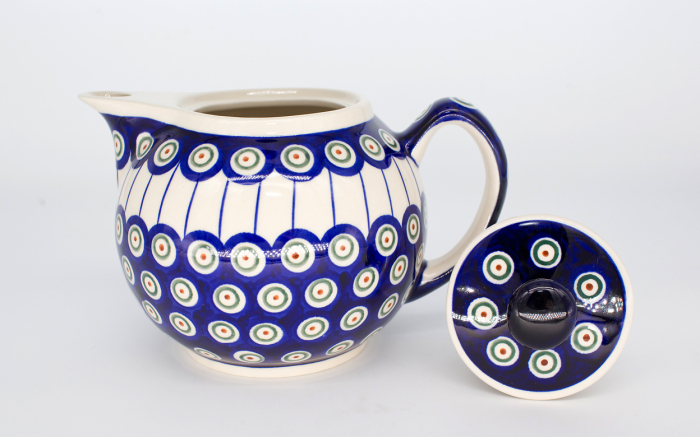 Ceainic Peacock Eyes, ceramica smaltuita, pictat manual, 1 L [3]