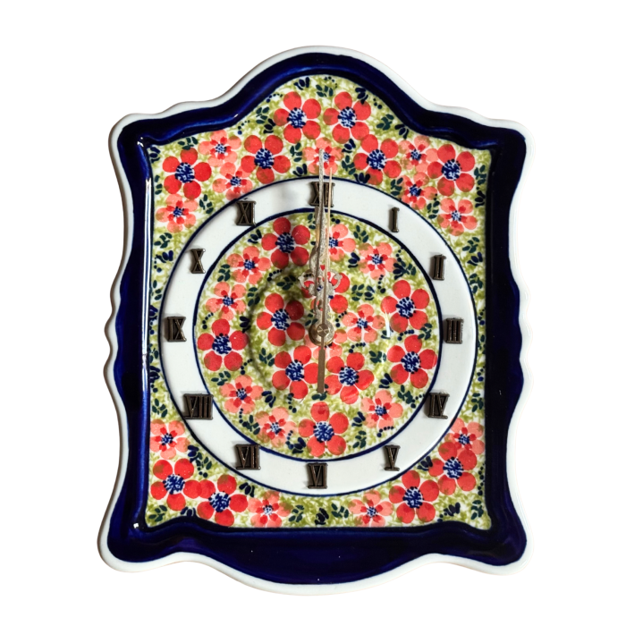 Ceas de perete Fire Poppies, ceramica smaltuita, pictat manual, 22,3 x 29,7 cm [3]