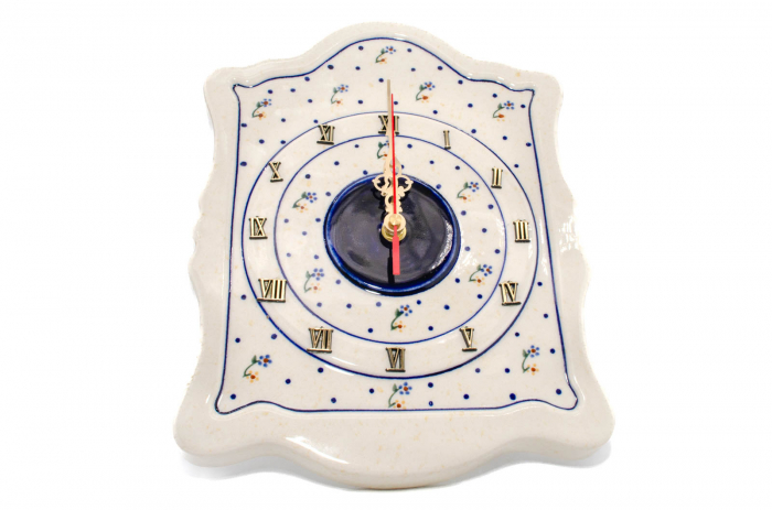 Ceas de perete Little Flowers, ceramica smaltuita, pictat manual, 22,3 x 29,7 cm [4]