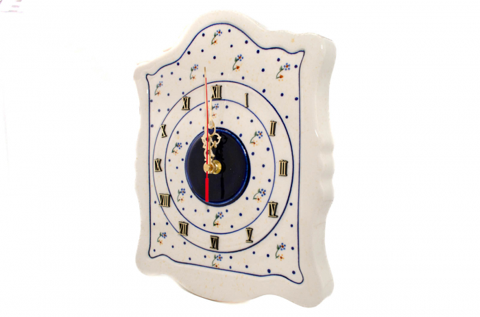 Ceas de perete Little Flowers, ceramica smaltuita, pictat manual, 22,3 x 29,7 cm [3]