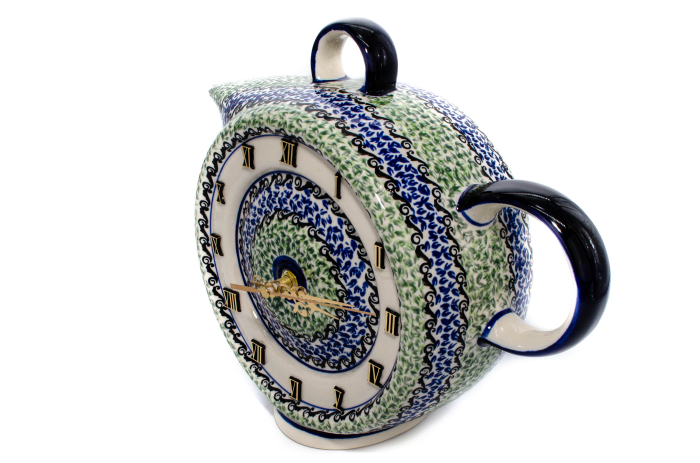 Ceas in forma de ceainic Sweet Dreams, ceramica smaltuita, pictat manual, 10,6 x 31,5 cm [2]