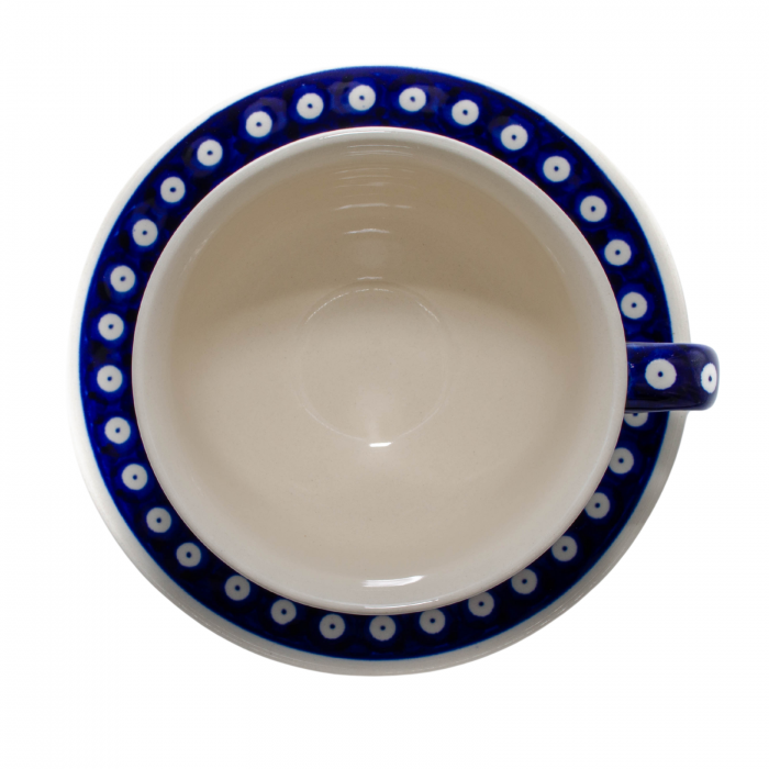 Ceasca bol XXL cu farfurie Blue Eyes, ceramica smaltuita, pictata manual, 500 ml [4]