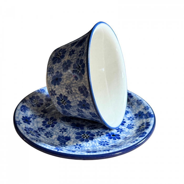 Ceasca cafea cu farfurie Butterfly Dance, ceramica smaltuita, pictata manual, 220 ml [4]