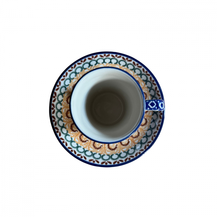 Ceasca espresso inalta cu farfurie, Morning Sunrise, ceramica smaltuita, pictata manual, 120 ml [4]