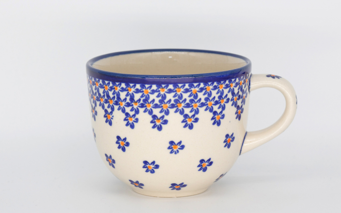 Ceasca pentru cafea Blue Field, ceramica smaltuita, pictata manual, 350 ml [5]