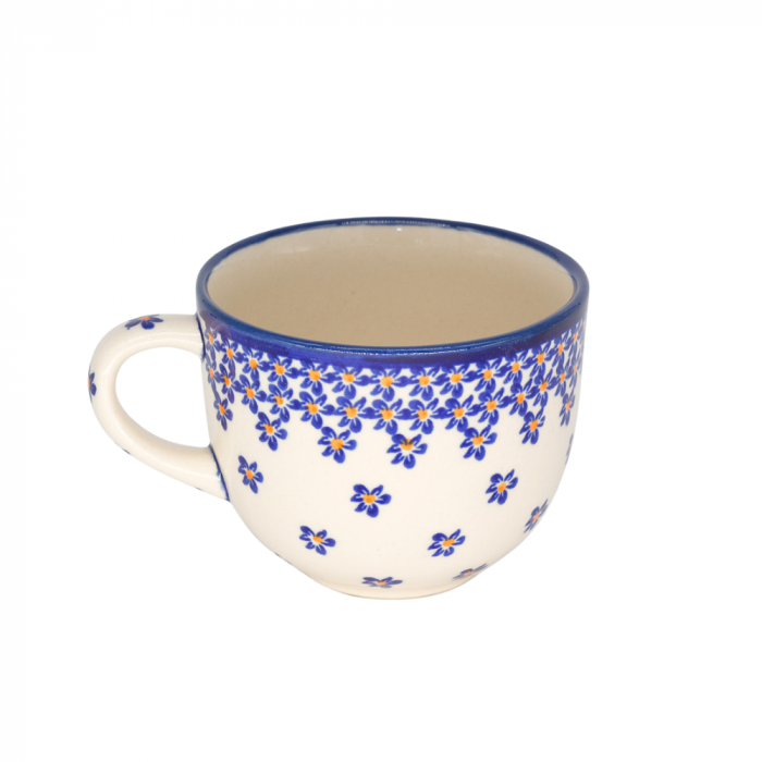 Ceasca pentru cafea Blue Field, ceramica smaltuita, pictata manual, 350 ml [2]