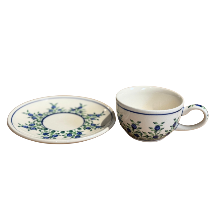Ceasca pentru cafea cu farfurie Berries, ceramica smaltuita, pictata manual, 210 ml [8]