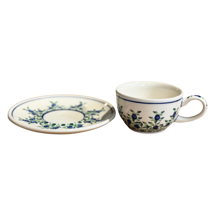Ceasca pentru cafea cu farfurie Berries, ceramica smaltuita, pictata manual, 210 ml [4]