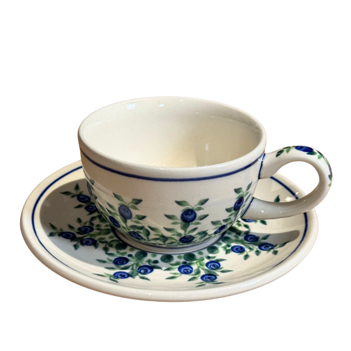 Ceasca pentru cafea cu farfurie Berries, ceramica smaltuita, pictata manual, 210 ml [2]