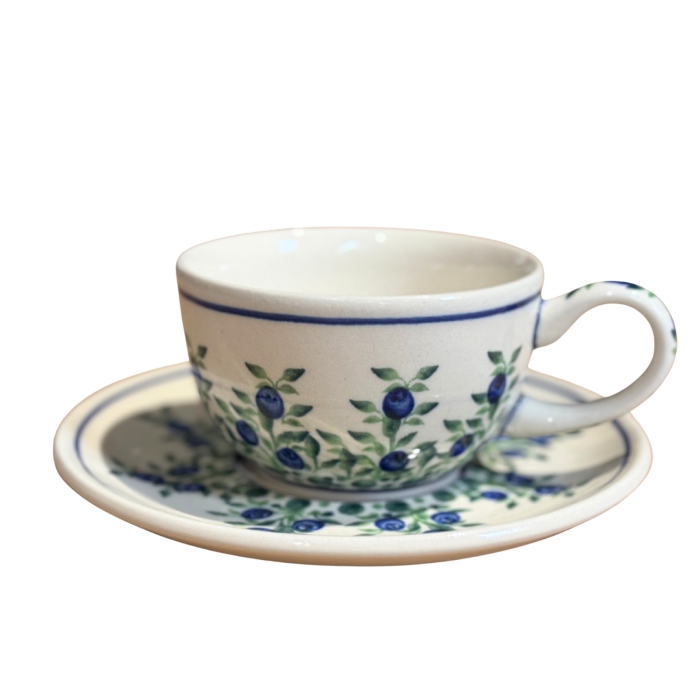 Ceasca pentru cafea cu farfurie Berries, ceramica smaltuita, pictata manual, 210 ml [6]