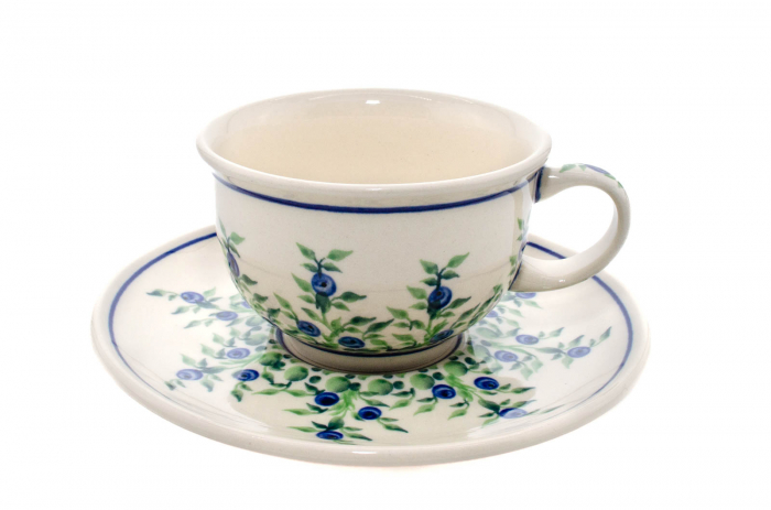 Ceasca pentru cafea cu farfurie Berries, ceramica smaltuita, pictata manual, 220 ml [3]