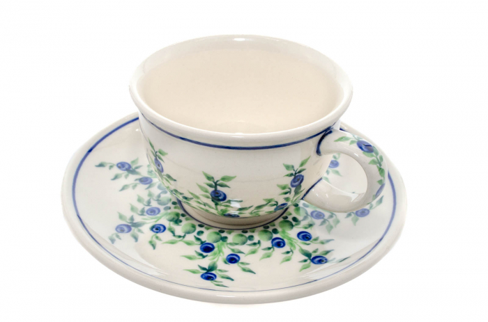 Ceasca pentru cafea cu farfurie Berries, ceramica smaltuita, pictata manual, 220 ml [4]