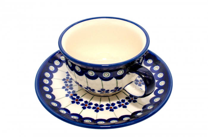 Ceasca pentru cafea cu farfurie Floral Peacock ceramica smaltuita, pictata manual, 220 ml [7]