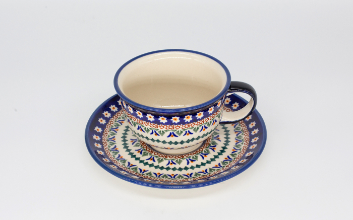 Ceasca pentru cafea cu farfurie Bright Eyes, ceramica smaltuita, pictata manual, 220 ml [3]