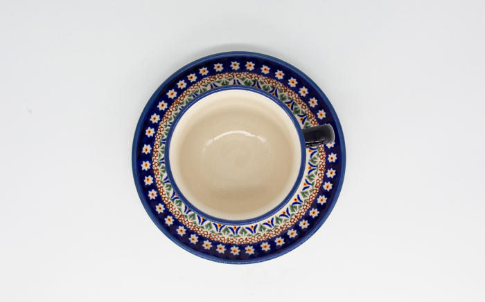 Ceasca pentru cafea cu farfurie Bright Eyes, ceramica smaltuita, pictata manual, 220 ml [6]