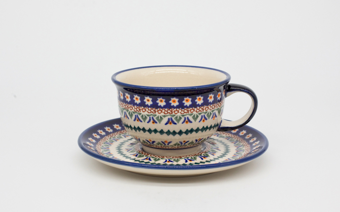 Ceasca pentru cafea cu farfurie Bright Eyes, ceramica smaltuita, pictata manual, 220 ml [2]