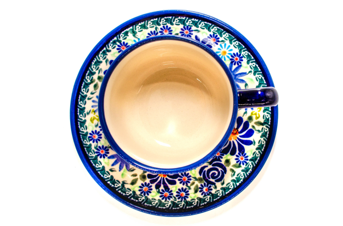 Ceasca pentru cafea cu farfurie Floral-Fireworks, ceramica smaltuita, pictata manual, 210 ml [5]