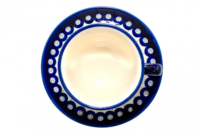 Ceasca pentru cafea cu farfurie Floral Peacock ceramica smaltuita, pictata manual, 220 ml [10]