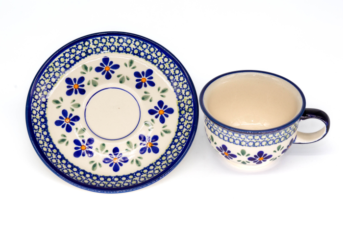 Ceasca pentru cafea cu farfurie Joy, ceramica smaltuita, pictata manual, 220 ml [5]