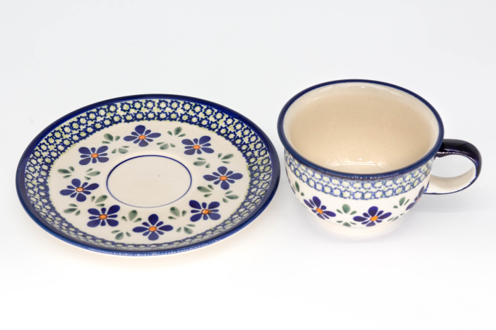 Ceasca pentru cafea cu farfurie Joy, ceramica smaltuita, pictata manual, 220 ml [4]