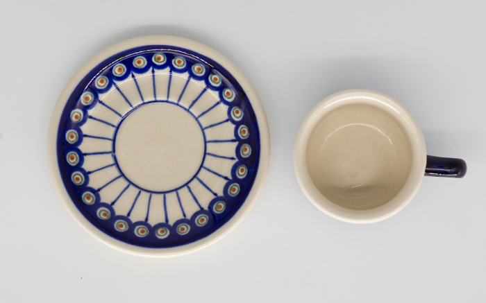 Ceasca pentru espresso cu farfurie Peacock Eyes, ceramica smaltuita, pictata manual, 40 ml [3]