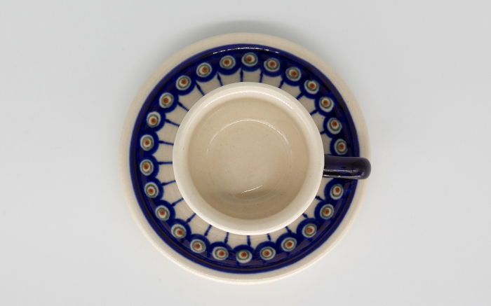 Ceasca pentru espresso cu farfurie Peacock Eyes, ceramica smaltuita, pictata manual, 40 ml [4]