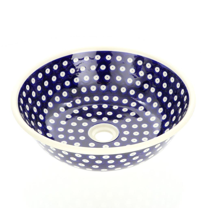 Chiuveta rotunda Blue Eyes, ceramica smaltuita, pictata manual, diametru 43,0 cm [4]