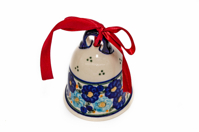 Clopotel din ceramica Blue Poppies, ceramica smaltuita, pictata manual, 10,0 cm [3]