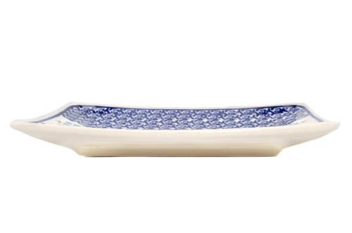 Farfurie desert, Forget me nots ceramica smaltuita, dreptunghiulara, intinsa , pictata manual, 22,0 x 15,0 cm [6]