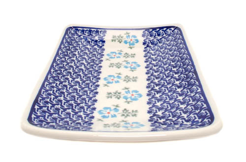 Farfurie desert, Forget me nots ceramica smaltuita, dreptunghiulara, intinsa , pictata manual, 22,0 x 15,0 cm [3]