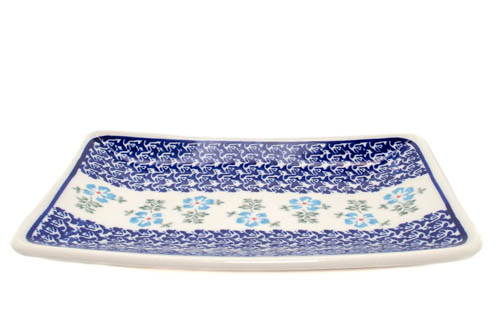 Farfurie desert, Forget me nots ceramica smaltuita, dreptunghiulara, intinsa , pictata manual, 22,0 x 15,0 cm [2]