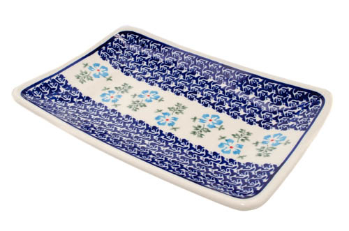 Farfurie desert, Forget me nots ceramica smaltuita, dreptunghiulara, intinsa , pictata manual, 22,0 x 15,0 cm [4]