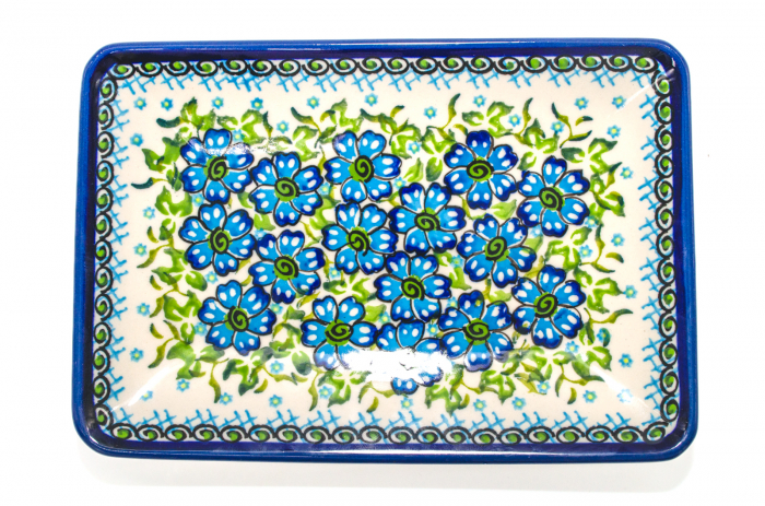 Farfurie desert, Blue Euphoria, ceramica smaltuita, dreptunghiulara, intinsa , pictata manual, 22,0 x 15,0 cm [2]