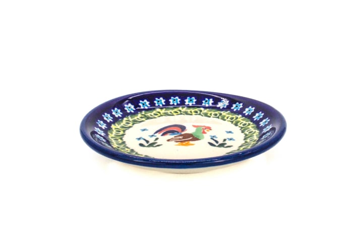 Farfurie dulceata, rotunda  Vintage Rooster, ceramica smaltuita, pictata manual, 11,6 cm [2]