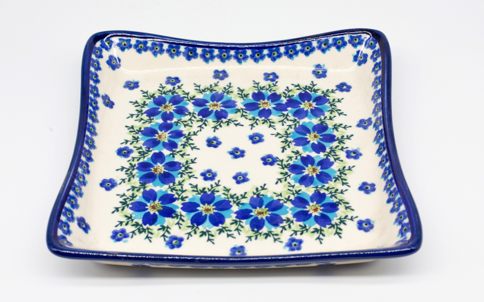 Farfurie patrata Blue Dream, ceramica smaltuita, pictata manual 19,0 x 19,0 cm [4]