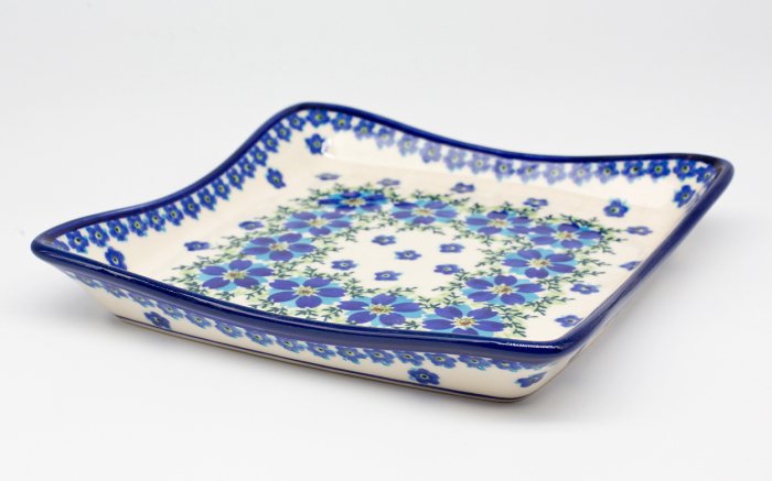 Farfurie patrata Blue Dream, ceramica smaltuita, pictata manual 19,0 x 19,0 cm [2]