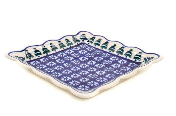 Farfurie patrata Christmas Tree, ceramica smaltuita, pictata manual, 16,4 x 16,4 cm [2]