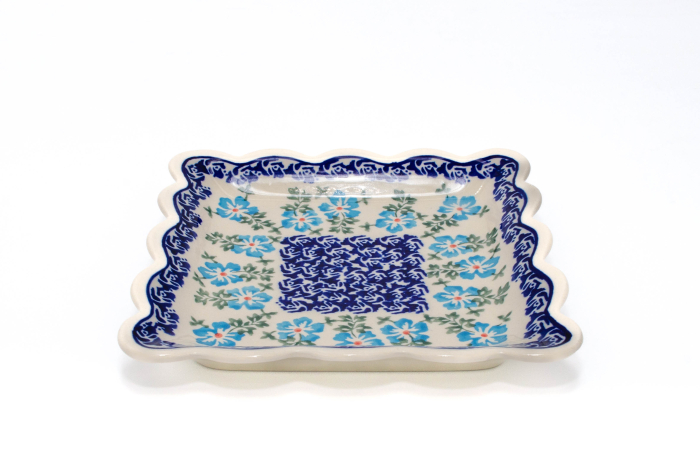 Farfurie patrata Forget-me-nots, ceramica smaltuita, pictata manual, 16,4 x 16,4 cm [2]