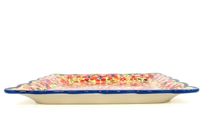 Farfurie patrata mare Fire Poppies, ceramica smaltuita, pictata manual, 23,8 x 23,8 cm [3]