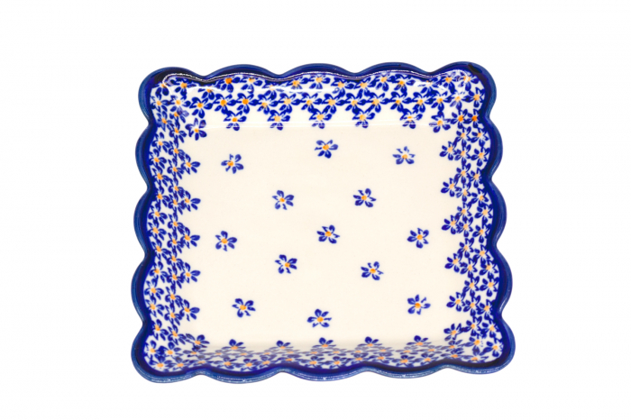 Farfurie patrata mica Blue Field, ceramica smaltuita, pictata manual, 16,4 x 16,4 cm [4]