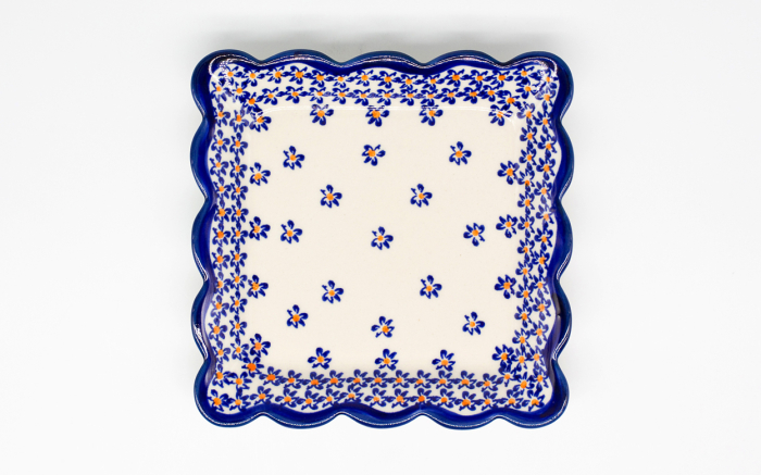 Farfurie patrata mica Blue Field, ceramica smaltuita, pictata manual, 16,4 x 16,4 cm [5]