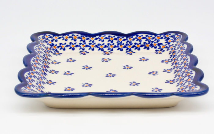 Farfurie patrata mica Blue Field, ceramica smaltuita, pictata manual, 16,4 x 16,4 cm [4]